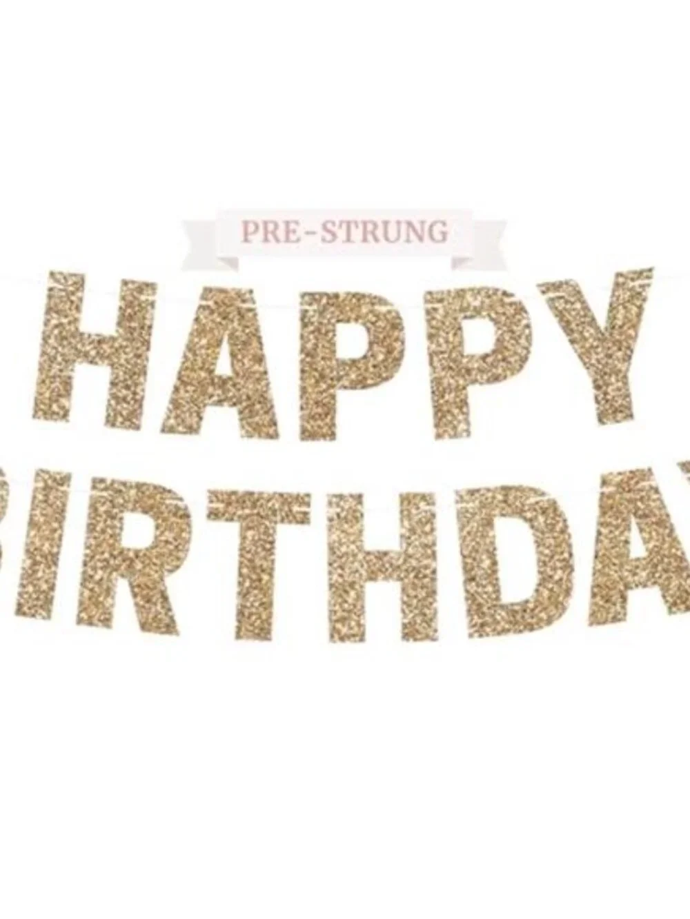 Gold Happy Birthday Banner Glitter Pre Strung Party Decoration Photo Backdrop